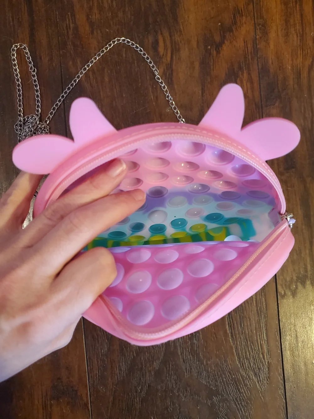🌻 3/$20 Deal! ✨️Bundle✨️Kids Rainbow Pop-It Fidget Toy & Pastel Round Crossbody